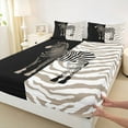 thumbnail image 3 of Feelyou Cartoon Zebra Kids Queen Sheet Sets, Fashion Stripes Lines Flat Sheet, Black Kawaii Animal Queen Fitted Sheet, Lightweight Room Decor, 4pcs, 3 of 7