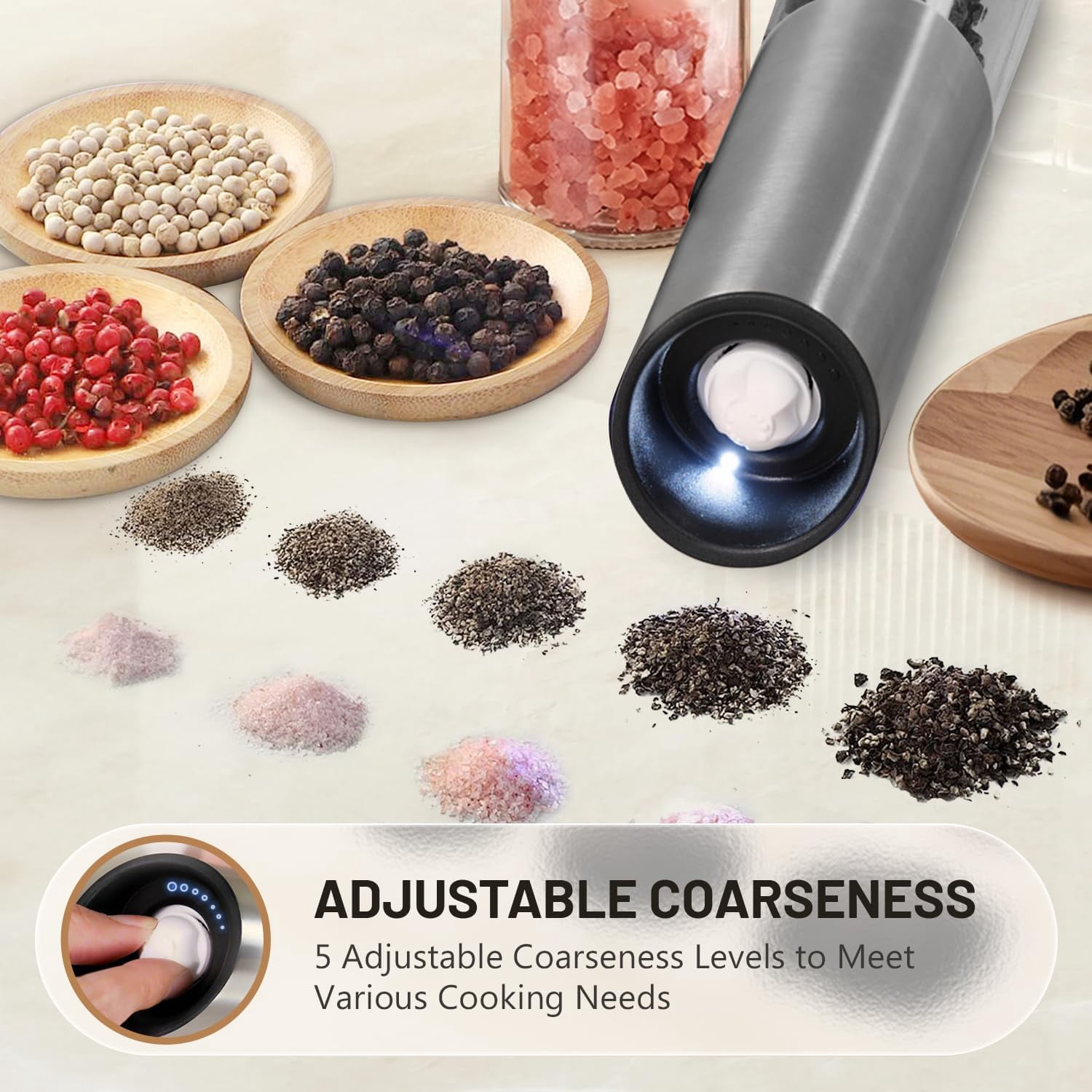 Gravity Electric Salt and Pepper Grinder Set