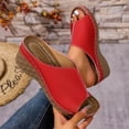 thumbnail image 6 of Fnooota Womens Comfort Sandals, Casual Holiday Open Toe Slip On Wedge Sandals Red Size 9.5, 6 of 7
