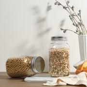 Novelinks 32oz Plastic Jars with Lids 6 Pack Clear Containers Airtight Food Storage Containers for Kitchen & Household,Silver
