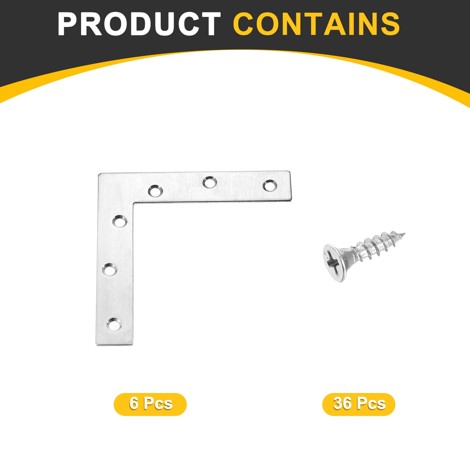 6Pcs L-Shaped Brackets Corner Brace, 4.72"x4.72" Corner Bracket Shelf Bracket Right Angle Brackets for Wood Shelves Furniture (120x120mm, Silver)