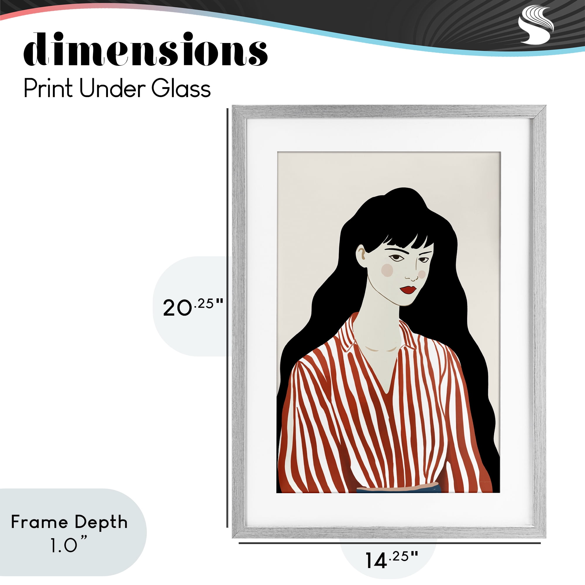 Stupell Industries Woman in Striped Blouse Gray Framed Print Under Glass, design by Omar Escalante