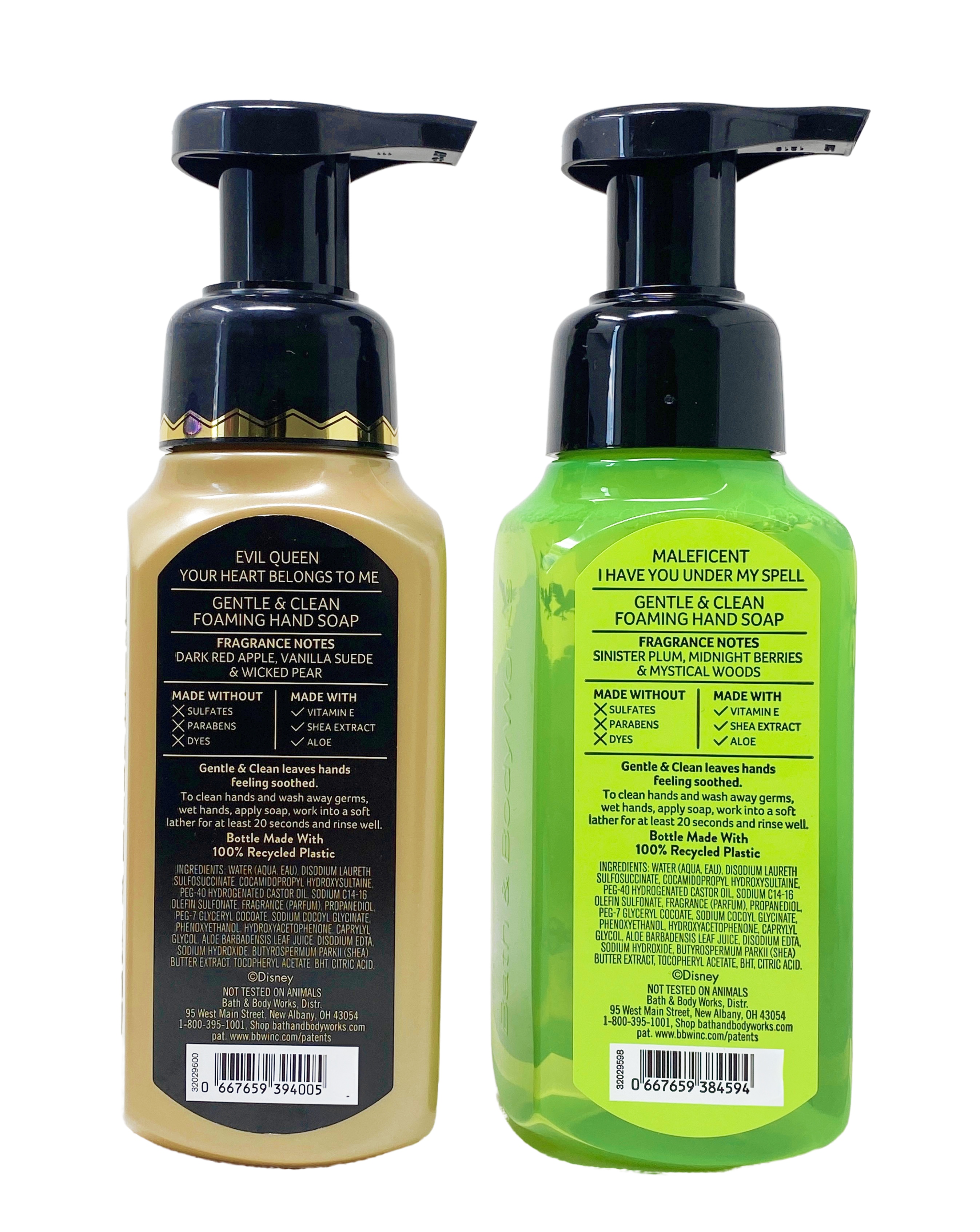 Bath & Body Works Disney Villains Collection Evil Queen and Maleficent - 2 Piece Gentle & Clean Foaming Hand Soap Set with a Natural Oats Mini Soap.