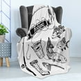 thumbnail image 4 of Fishing Soft Flannel Fleece Throw Blanket, Hand Drawn Tools Set Rod Salmon and Perch Bucket Net Float Ribbon Print, Cozy Plush for Indoor and Outdoor Use, 50" x 60", Black White, by Ambesonne, 4 of 5
