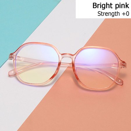 Women Men Portable PC Frame Far Sight Glasses Computer Goggles Presbyopic Eyewear Reading Glasses Anti-UV Blue Rays Glasses BRIGHT PINK STRENGTH 0