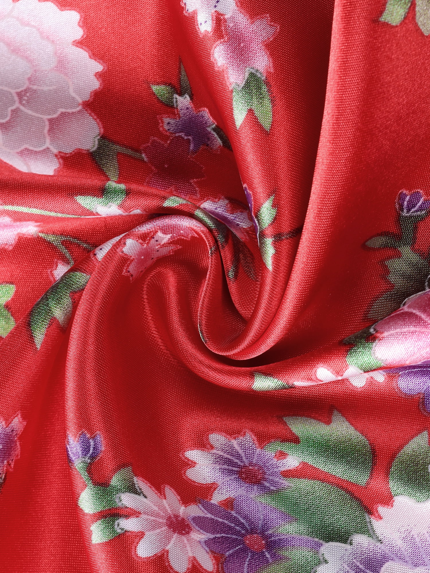 DARING DIVA Women's Satin Slip Silky Mini Floral Nightgowns L Red