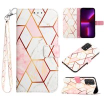 SaniMore Case for Samsung Galaxy A53 5G 6.5" 2022 Release, PU Leather Case Luxury Marble Wireless Charigng Hand Rope Fashion Folding Case for Girls Women for Samsung Galaxy A53 5G 2022, Pink/White