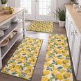 thumbnail image 2 of Yellow Lemon Fruit Flowers Pink Pattern Kitchen Rugs Sets Of 3,Kitchen Runner Rugs Non Skid Washable,Decorative Kitchen Floor Mats for Kitchen,Sink,Laundry,17"x30"+ 17"x47" + 17"x59", 2 of 6