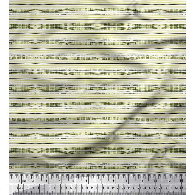 Soimoi Moss Tissu Georgette à Rayures Horizontales Imprimé 1 Yard 42 Pouces de Large