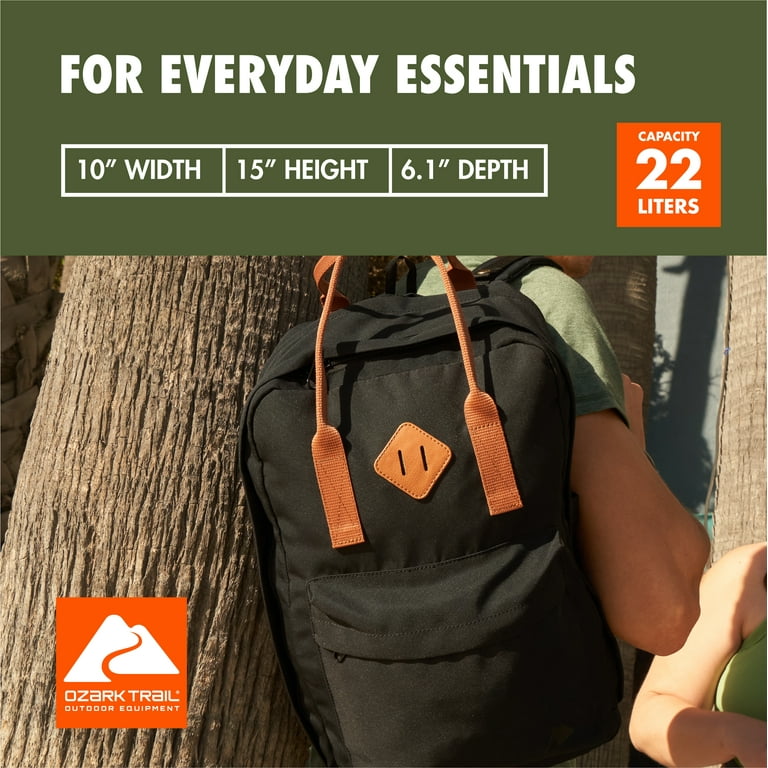 Ozark Trail Backpack Black Dual Carry 22L Day Pack Laptop