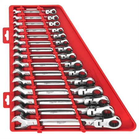 Milwaukee 48-22-9413 15-Piece SAE Flex Head Ratcheting Combination Wrench Set