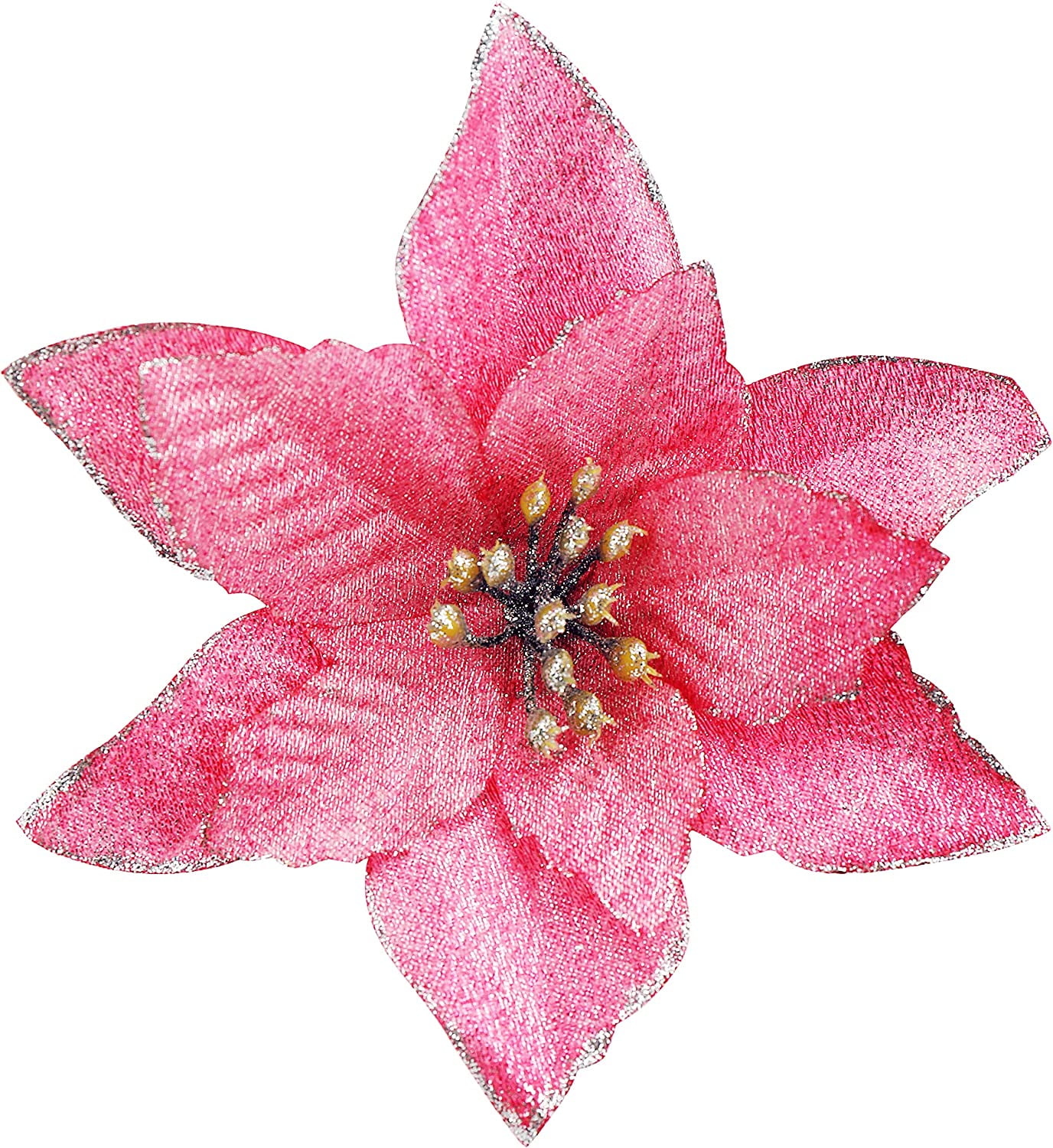 NOGIS 10 Pieces Christmas Poinsettia Decorations Glitter Poinsettia