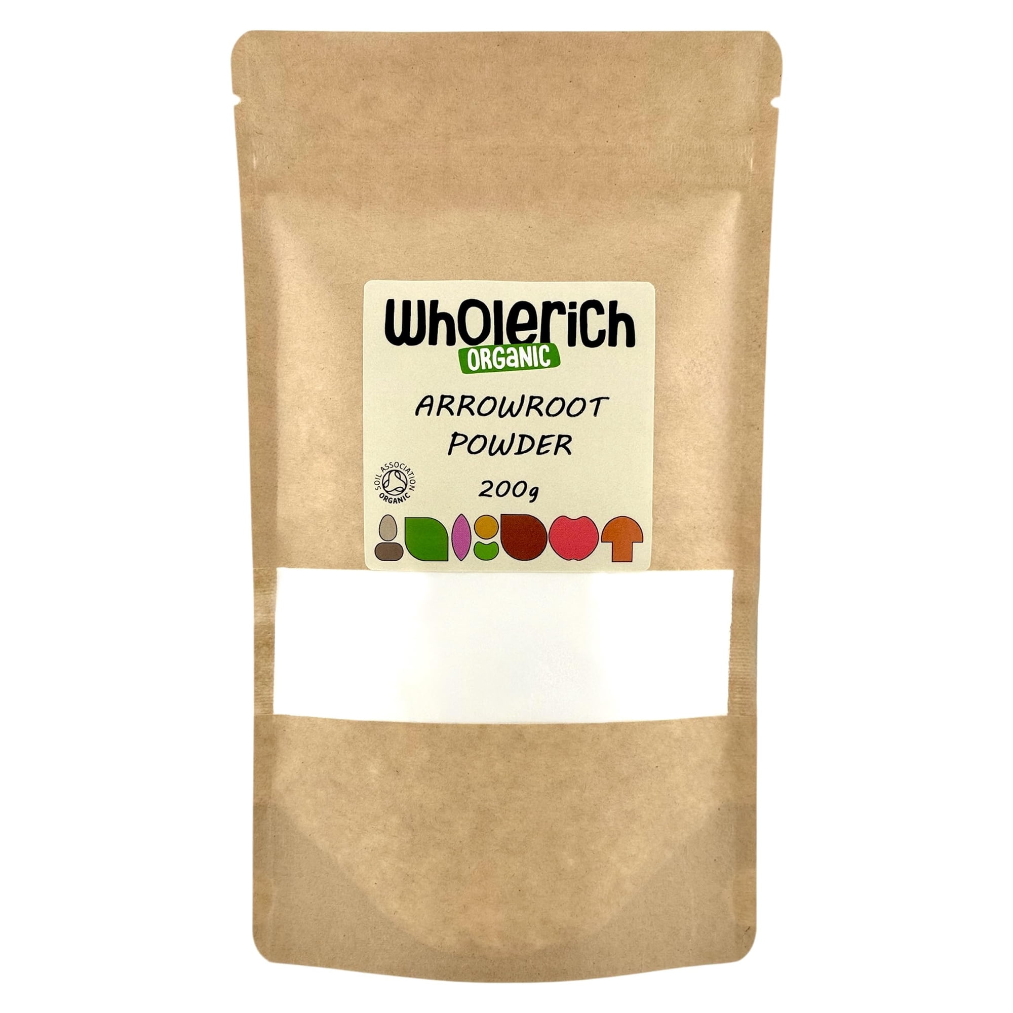 Wholerich Organic Arrowroot Powder 200g | Certified Organic | Gluten-Free Thickening Agent | Fine Arrowroot Starch for Baking & Cooking | Vegan & Additive-Free