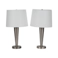 thumbnail image 6 of Metal Slim Cone Table Lamps for Home Decor - Decorative Light for Bedroom Nightstand, Living Room, and Bedside - Accent Lamp for Office and Study Room - Set of 2, 25", Silver & Metallic, 6 of 11