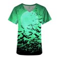 thumbnail image 5 of Shldybc Scrubs for Women Halloween Tops Skeleton Pumpkin Tops Blouse Ghost Print Uniforms & Scrubs for Women Nurse Stretchy Workwear Holiday Casual Tees Blouse Scrubs Tops with Pockets-Green, 5 of 5