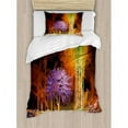 thumbnail image 3 of Fantasy Art House Decor Queen Size Duvet Cover Set, Digitally Saturated Tropical Scene in Extreme Haze Tones Exotic Artwork, Decorative 3 Piece Bedding Set with 2 Pillow Shams, Multi, by Ambesonne, 3 of 3