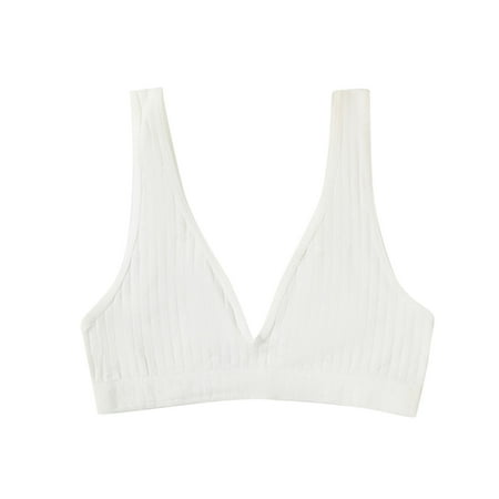 Annhoo Womens Knitted Sports Bras V Neck Wireless Push up Sleepwear Underwear Trendy Workout Yoga Low Impact Bra