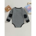 thumbnail image 4 of Arvbitana Infant Baby Girls Boys Sweatshirt Romper Patch Patchwork Stripe Long Sleeve Jumpsuit Newborn Casual Bodysuit Daily Clothes 3M 6M 12M 18M, 4 of 9