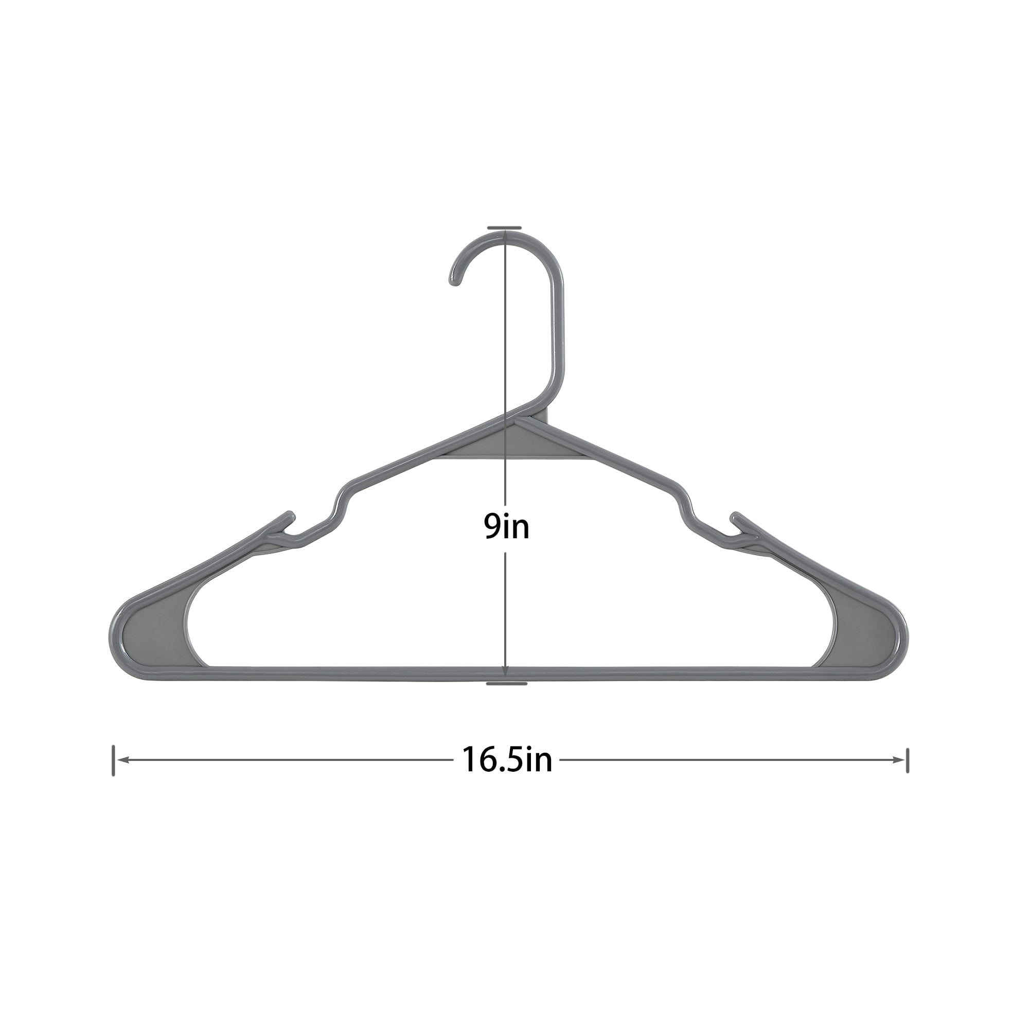 VECELO 25 Pack Plastic Hanger, Space Saving, Sturdy Heavy Duty Clothing Notched Hangers, Gray