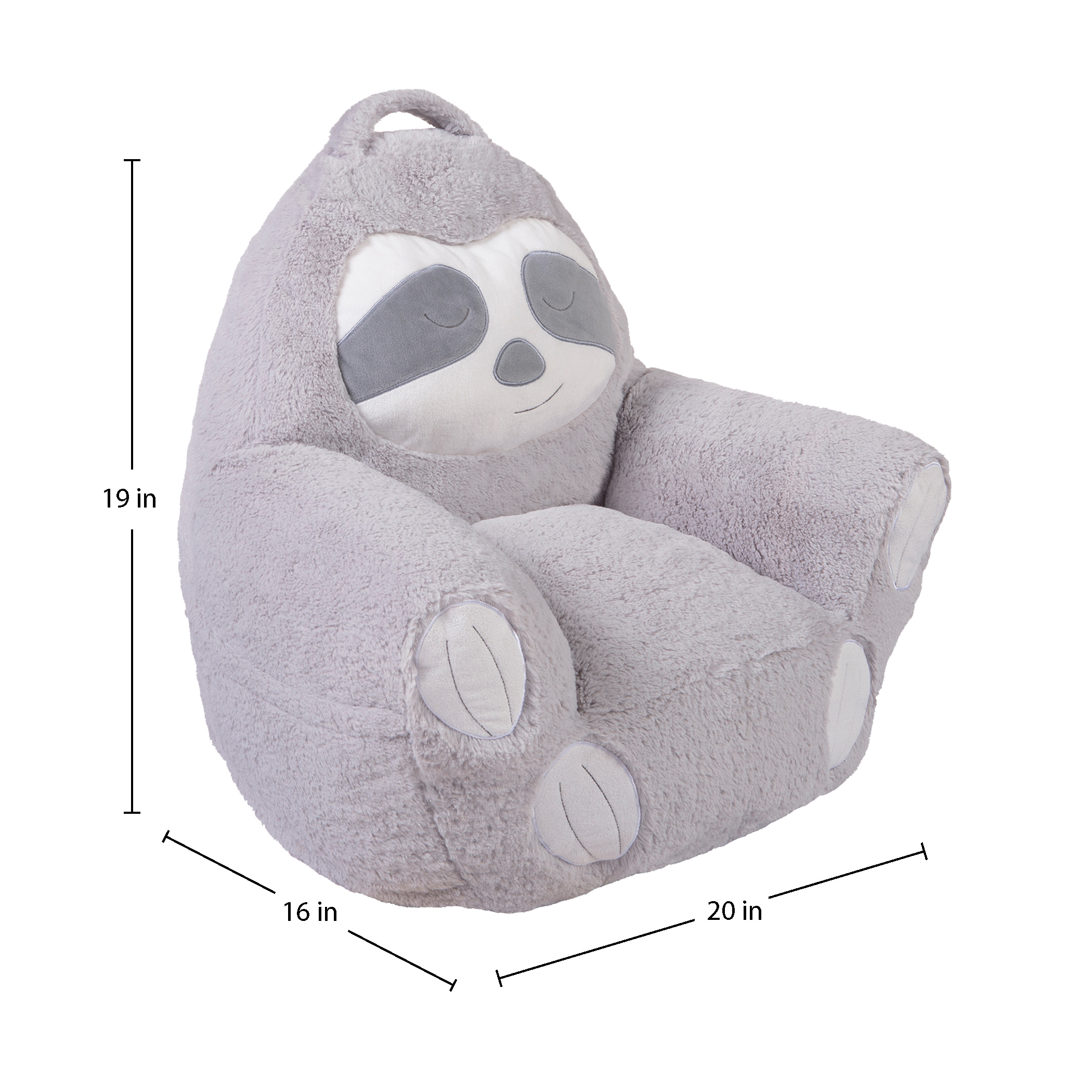 Cuddo Buddies Gray Sloth Plush Character Chair - image 4 of 14