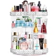 thumbnail image 1 of 360°Rotating Makeup Organizer, Adjustable Storage Large Capacity Makeup Display Case Clear Acrylic Organizer Container for Cosmetic Brushes Lipsticks, 1 of 6