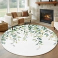 thumbnail image 2 of Spring Eucalyptus Leaves Large Area Rugs for Bedroom Living Room, Soft Non Slip Carpet Bedside Rug, Botanical Weeping Summer Round Floor Cover Kitchen Accent Rug 8' for Dining Room/Office, 2 of 9