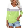 thumbnail image 3 of Lmnyox Women's Fashion Shirts 3/4 Sleeve V Neck Casual T Shirts 2025 Spring Summer Loose Trendy Blouse Tops, 3 of 7