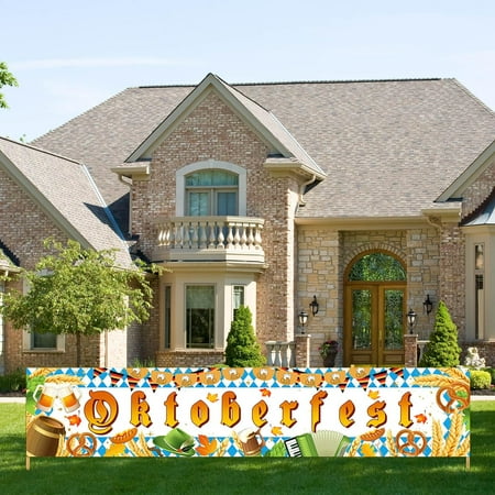 Large Oktoberfest Banner Decorations, October Festival Decoration Bavarian Oktoberfest Backdrop for Party Banner Indoor Outdoor Garden Yard Decor 98.4 x19.6 Inch