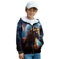 thumbnail image 3 of Chririnla Galaxy Horse Hooded Pullover with Pockets for Boys and Girls - Lightweight Fuzzy Sweatshirt for School and Gym, 3 of 7