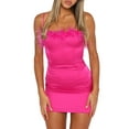 thumbnail image 2 of BEAFNKSG Women Bodycon Mini Dress Feather Spaghetti Strap Mini Dress Sleeveless Backless Slip Cocktail Dress, 2 of 7