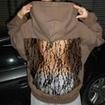 thumbnail image 2 of Wutalume Women's Solid Color Fashion Backless Hollow Mesh Long Sleeve Hooded Sweatshirt, Unique and Stylish Design for Casual Wear,Brown S, 2 of 4