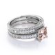 thumbnail image 3 of Juego Nupcial JeenMata Eduardiano 1.5ct Morganita y Moissanita Talla Princesa Melocotón Rosado Pavé 4 Puntas Baño Oro Blanco 18K sobre Plata, 3 of 6