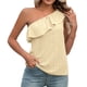 thumbnail image 1 of Top de un hombro para mujer Ticfox verano con ojales y volantes sin mangas Amarillo S, 1 of 8