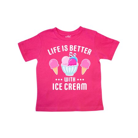 

Inktastic Life is Better with Ice Cream with Bowl and Two Cones Gift Toddler Boy or Toddler Girl T-Shirt