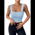 thumbnail image 3 of Top Corto Sexy Sin Mangas Ajustado con Tirantes Básicos para Mujer 2025 Azul Lago M, 3 of 7