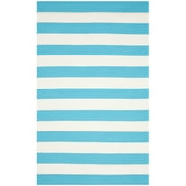 SAFAVIEH Montauk Saranna Striped Cotton Area Rug, Turquoise/Ivory, 4' x 6'