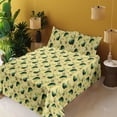 thumbnail image 2 of Ambesonne Avocado Fitted & Flat Sheet with Shams 4 Pcs Set, Aquarelle Fruits Summer Art, King, Pastel Yellow Emerald, 2 of 5