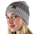 thumbnail image 4 of C.C Winter Warm Multi Knit Tricolor Skull Cap Cuff Beanie, Rose/Light Melange Gray, 4 of 4