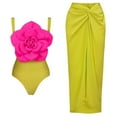 thumbnail image 2 of FAVIPT Womens Cover Up Wrap Skirt Sarong Swimsuit with 3D Floral One Piece Bathing Suits Tummy Control Fashionable Summer 2025 Swimwear Green,M, 2 of 8