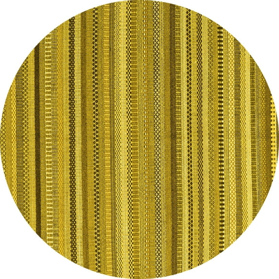 Ahgly Company Indoor Round Abstract Yellow Contemporary Area Rugs, 6' Round