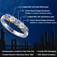 thumbnail image 2 of Gem Stone King 10K Two Tone Gold Blue Tanzanite and White Topaz Wedding-Bands Ring for Women | 0.97 Cttw | Round 3.5MM | Gemstone December Birthstone | Size 8, 2 of 6