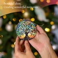 thumbnail image 4 of Funny Christmas Ornament,Stained Glass Of The Tree Of Life,Xmas Round Ceramic Pendant, 4 of 6