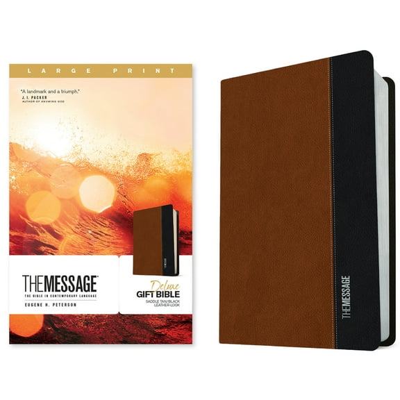 The Message Deluxe Gift Bible, Large Print (Leather-Look, Saddle Tan/Black): The Bible in Contemporary Language, (Hardcover)
