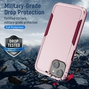 Entronix 2-in-1 Rugged Case Compatible with iPhone 15 Plus with Screen Protector, Pink