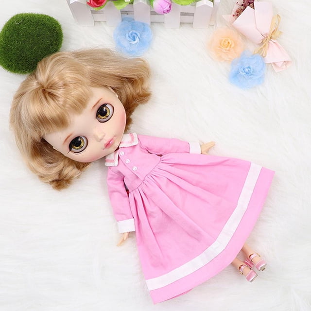 Preciosa de burbuja con cuello de de manga larga para de muñeca 1/6 rosa Hugo Falda de muñeca con media