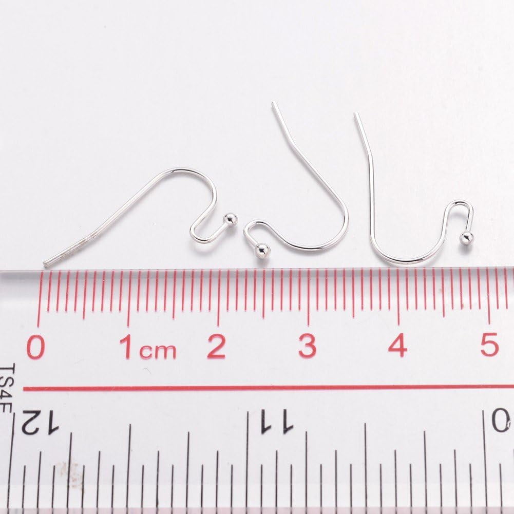 2000pcs Brass Hook Earwire Lead Free and Cadmium Free Silver Color Size: About 11mm Wide 22mm Long 0.75mm Thick; Ball: 2mm in Diameter
