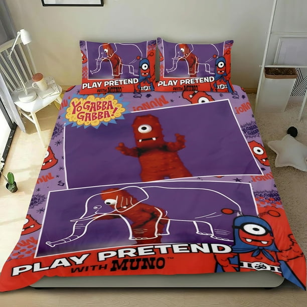 Yo Gabba Gabba Conjunto de sábanas temático, trío de piezas, cómodo y amigable con la piel, diseño único, regalo de decoración para el hogar para familiares, amigos y fans,135cm *200cm