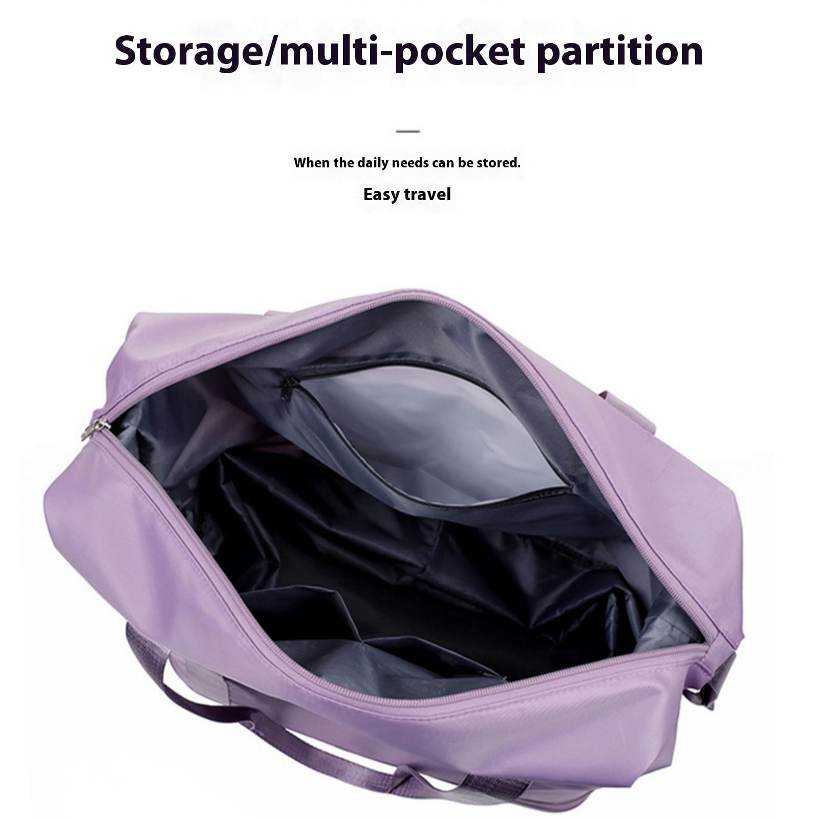 Expandable Rolling Duffle Bag with Spinner Wheels, Large Waterproof Travel Tote Weekender Bag with Wet Pocket(Dark Purple,70x40cm)