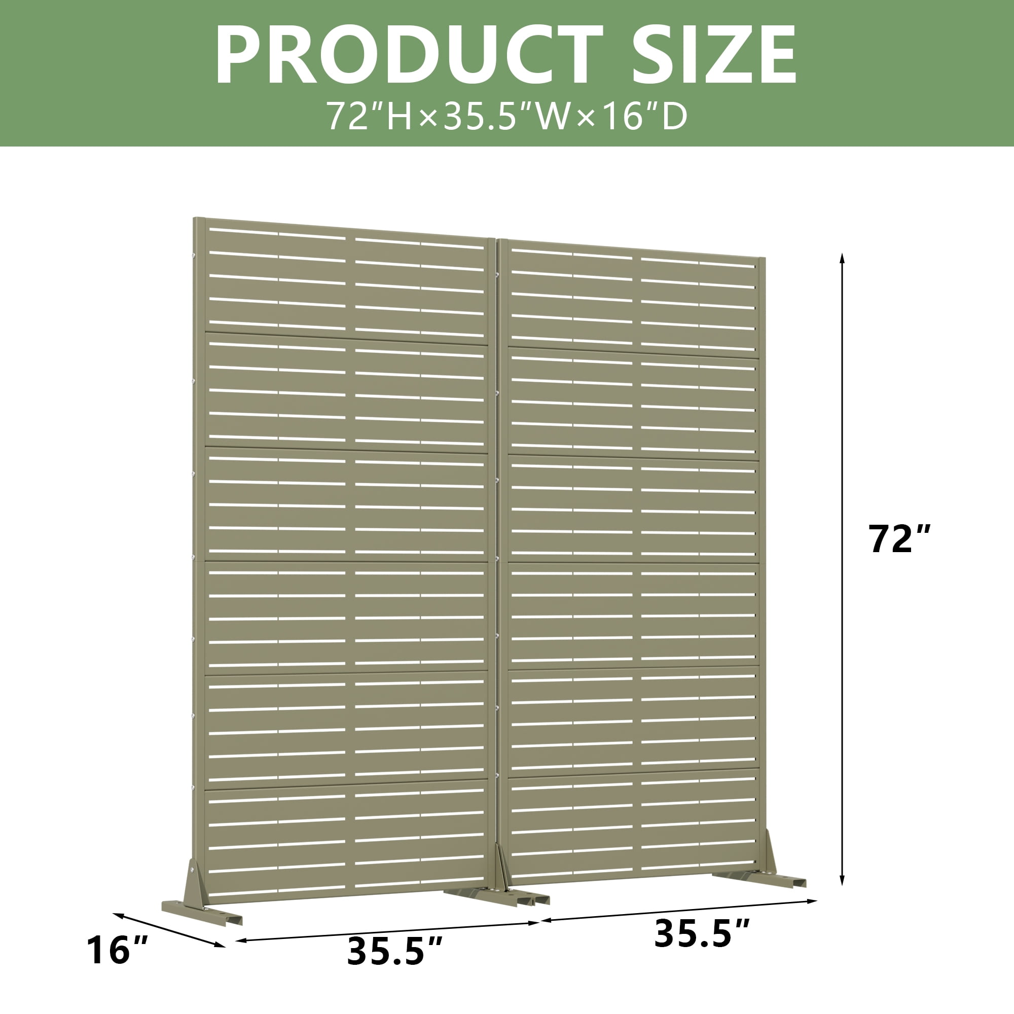 Metal Privacy Metal Screen Fence Panel Set of 2
