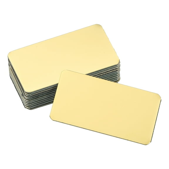Uxcell 12 Pcs Blank Name Plates, 1.6 x 0.9" Engraved Metal Name Plate Laser Strong Adhesive Nameplate Stainless Steel Custom Blank Plates for Signs DIY Crafts, Gold